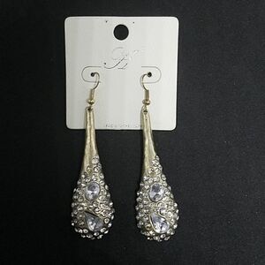 NWT Gold Tone Rhinestone Dangling Earrings
